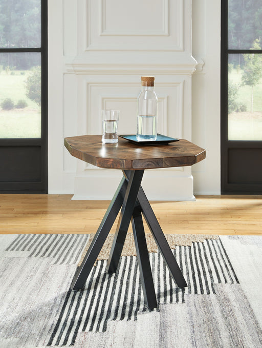 Haileeton - Brown / Black - Round End Table Sacramento Furniture Store Furniture store in Sacramento