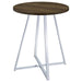 Burkhart - Sled Base Round Bar Table - Brown Oak And Chrome Sacramento Furniture Store Furniture store in Sacramento