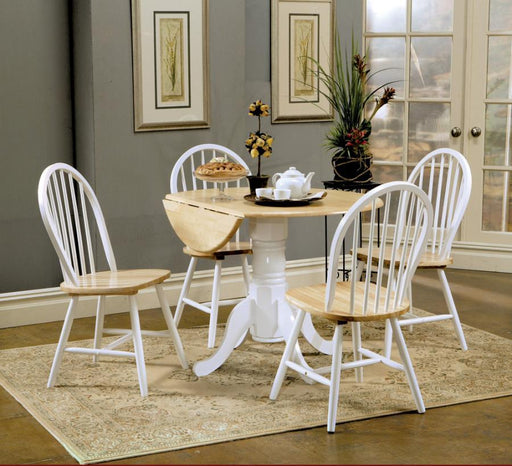 Allison - Drop Leaf Round Dining Table - Natural Brown And White Sacramento Furniture Store Furniture store in Sacramento