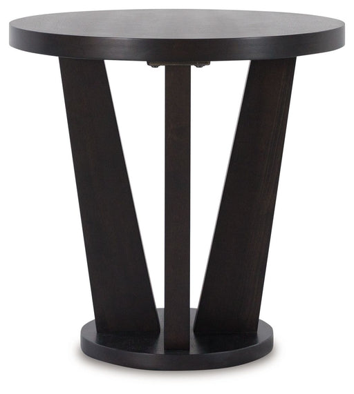 Chasinfield - Dark Brown - Round End Table Sacramento Furniture Store Furniture store in Sacramento