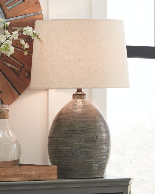 Joyelle - Gray - Terracotta Table Lamp Sacramento Furniture Store Furniture store in Sacramento