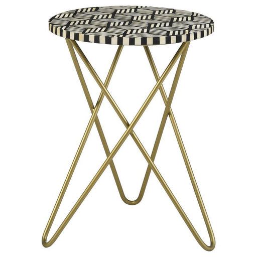 Xenia - Round Accent Table With Hairpin Legs - Black And White Sacramento Furniture Store Furniture store in Sacramento