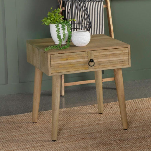 Zabel - Square 1-Drawer End Table - Natural Sacramento Furniture Store Furniture store in Sacramento