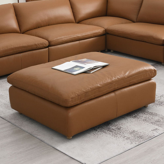 Brighton - Ottoman - Brown Top Grain Leather