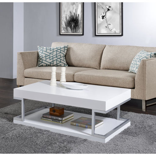 Aspers Coffee Table - White High Gloss & Chrome Sacramento Furniture Store Furniture store in Sacramento