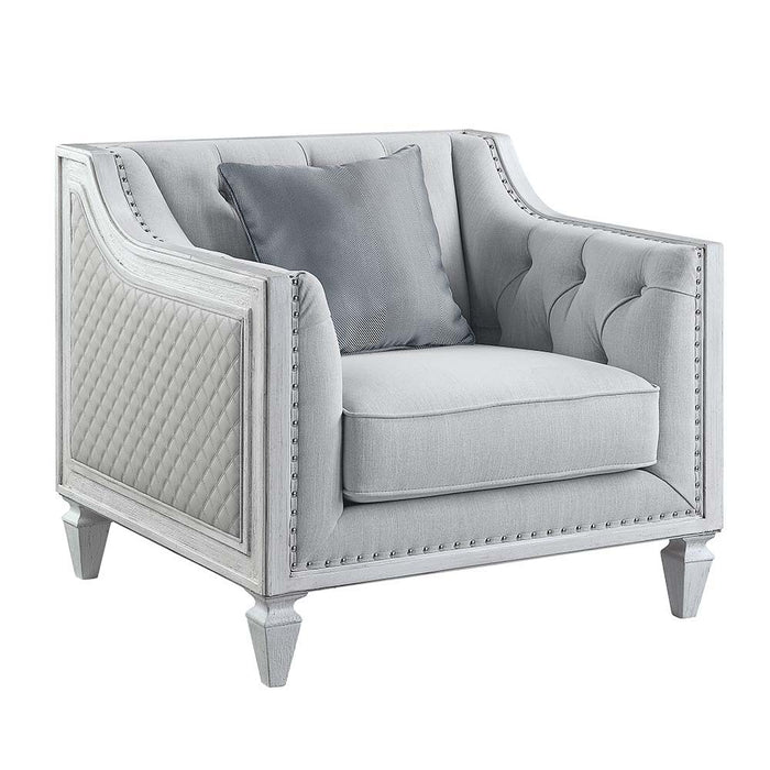 Katia - Chair - Light Gray Linen & Weathered White Finish Sacramento Furniture Store Furniture store in Sacramento