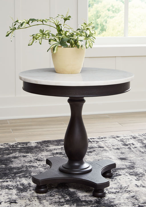 Henridge - Black / White - Accent Table With Pedestal Base Sacramento Furniture Store Furniture store in Sacramento