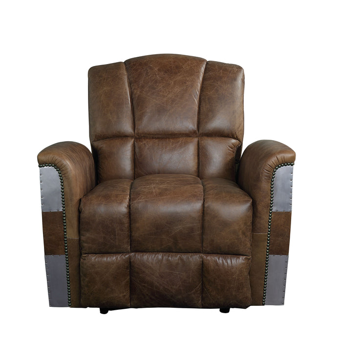 Brancaster - Recliner - Retro Brown Top Grain Leather & Aluminum