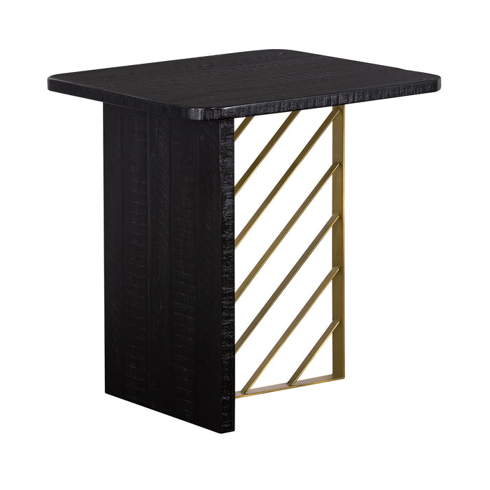 Monaco - Side Table With Antique Brass Accent - Black