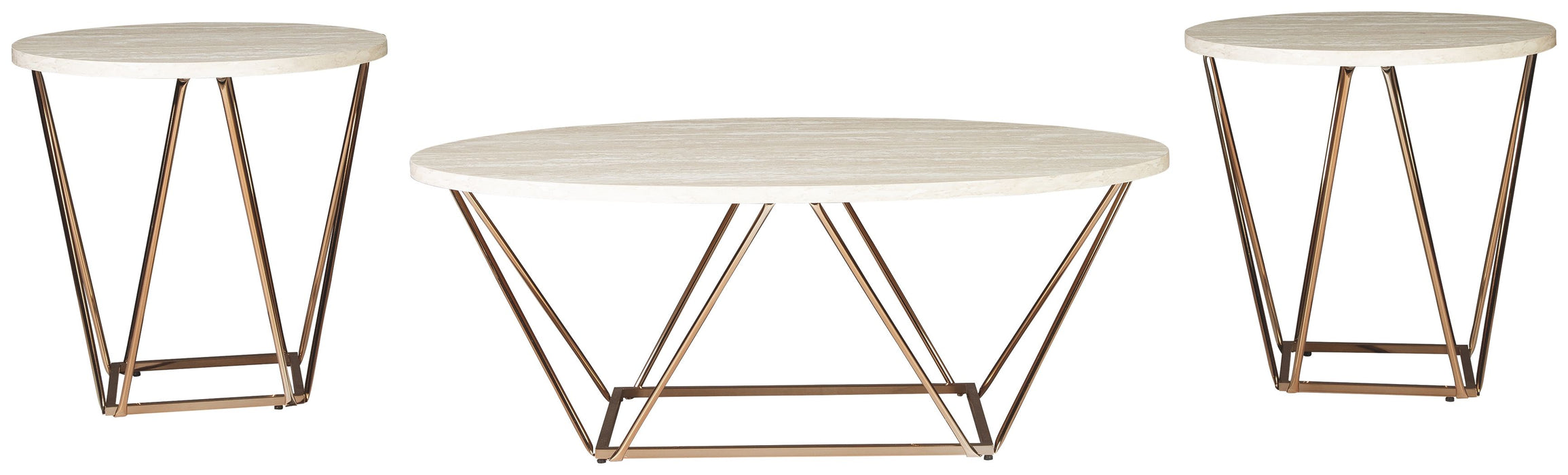 Tarica - White / Metallic - Occasional Table Set (Set of 3) Sacramento Furniture Store Furniture store in Sacramento
