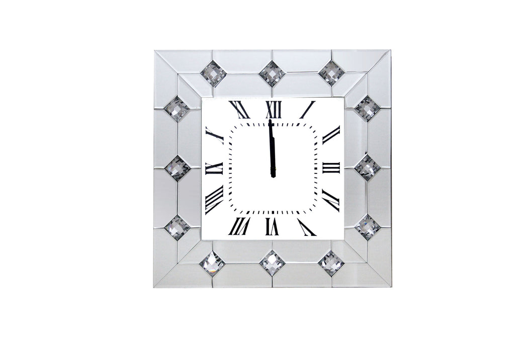 Hessa - Wall Clock - Mirrored & Faux Rhinestones Sacramento Furniture Store Furniture store in Sacramento