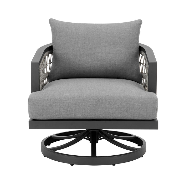 Zella - Outdoor Patio Swivel Armchair - Light Gray / Earl Gray