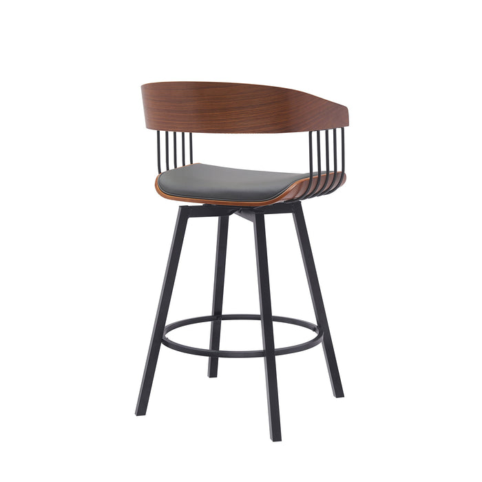 Athena - Swivel Walnut Metal Stool