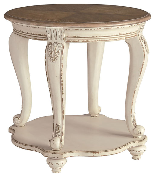 Realyn - White / Brown - Round End Table Sacramento Furniture Store Furniture store in Sacramento