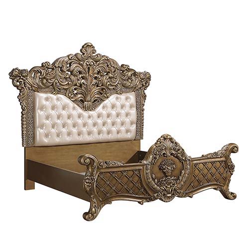 Constantine - Eastern King Bed - PU Leather, Light Gold, Brown & Gold Finish Sacramento Furniture Store Furniture store in Sacramento