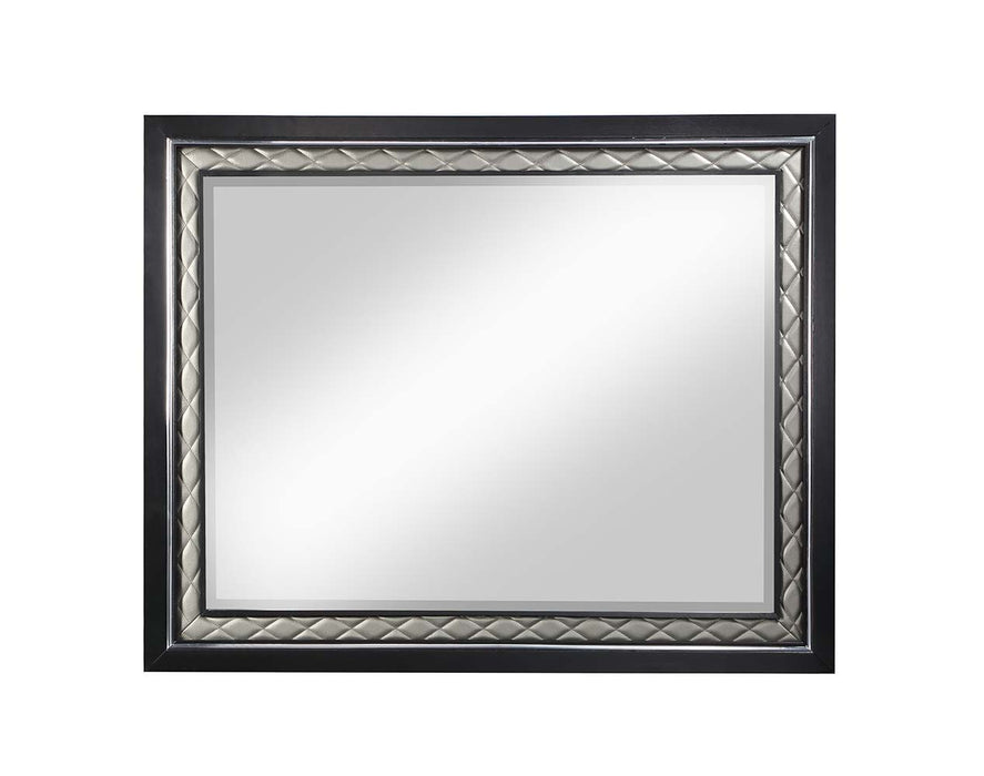 Nicola - Mirror - Silver PU & Black Finish Sacramento Furniture Store Furniture store in Sacramento