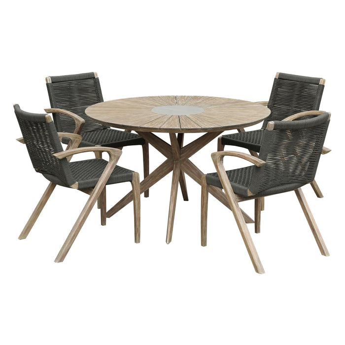 Oasis And Brielle - Outdoor 5 Piece Dining Set - Light Eucalyptus