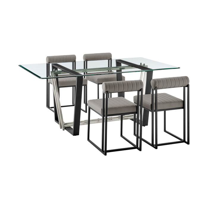 Kai Anastasia - Rectangular Glass Dining Table Set - Matte Black Base