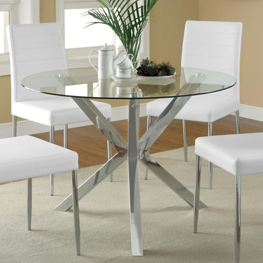Vance - Glass Top Dining Table With X-Cross Base - Chrome Sacramento Furniture Store Furniture store in Sacramento
