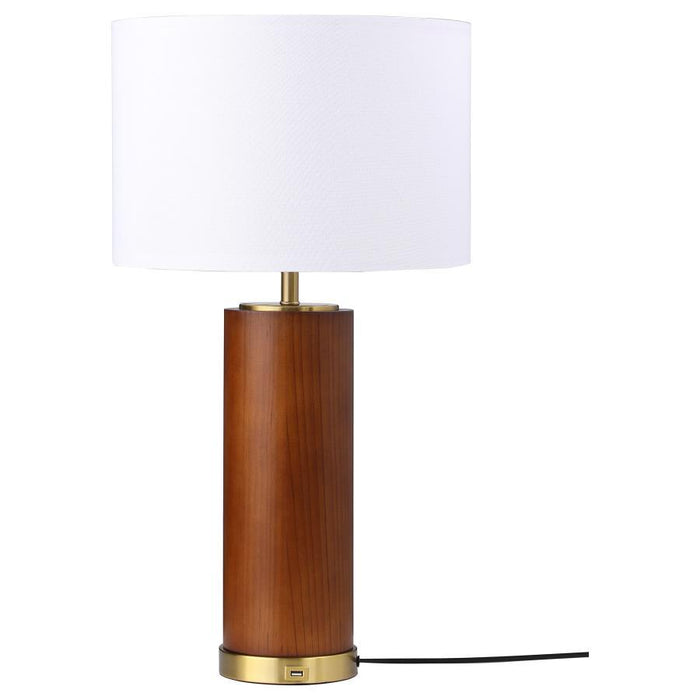 Aziel - Drum Shade Bedside Table Lamp - Cappuccino And Gold Sacramento Furniture Store Furniture store in Sacramento