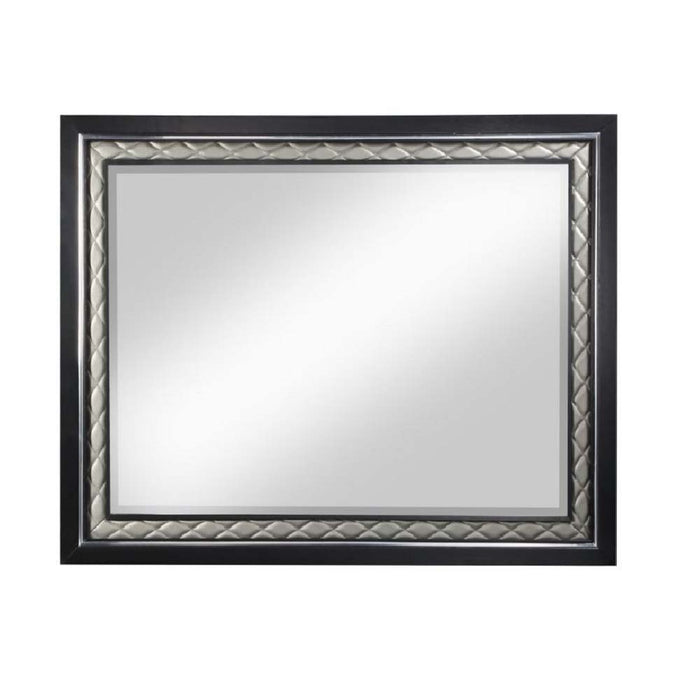 Nicola - Mirror - Silver PU & Black Finish Sacramento Furniture Store Furniture store in Sacramento