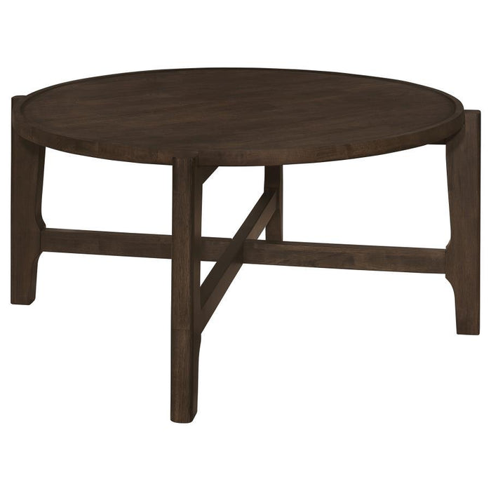 Cota - Round Solid Wood Coffee Table - Dark Brown Sacramento Furniture Store Furniture store in Sacramento