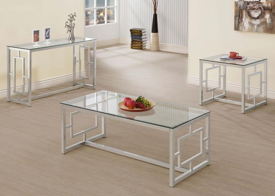 Merced - Rectangle Glass Top Sofa Table - Nickel Sacramento Furniture Store Furniture store in Sacramento