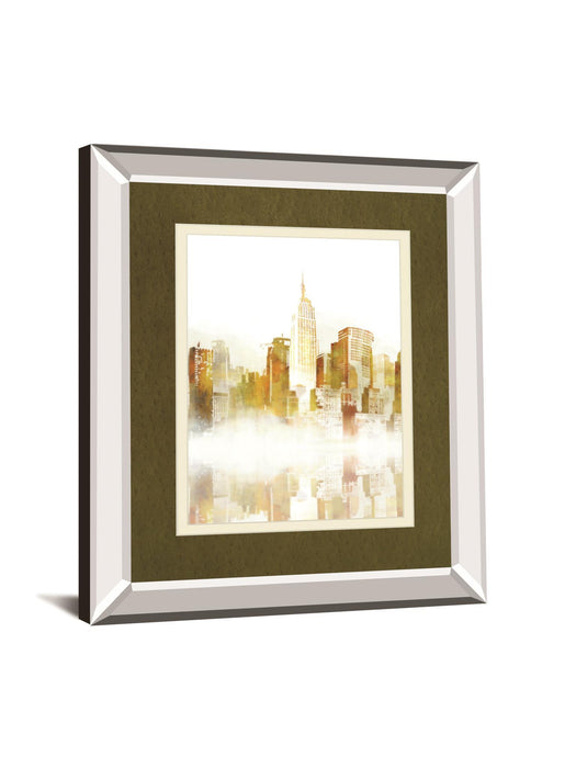 New York Sketch By Ken Roko Mirrored Frame - Yellow