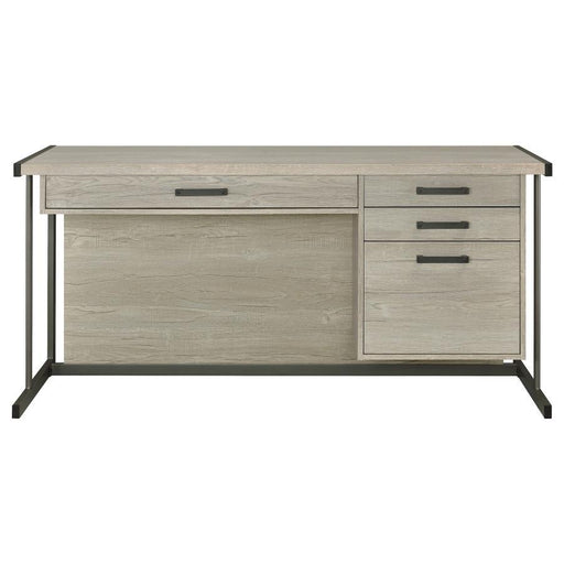 Loomis - 4-Drawer Rectangular Office Desk - Whitewashed Gray And Gunmetal Sacramento Furniture Store Furniture store in Sacramento