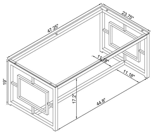 Merced - Rectangle Glass Top Coffee Table - Nickel Sacramento Furniture Store Furniture store in Sacramento