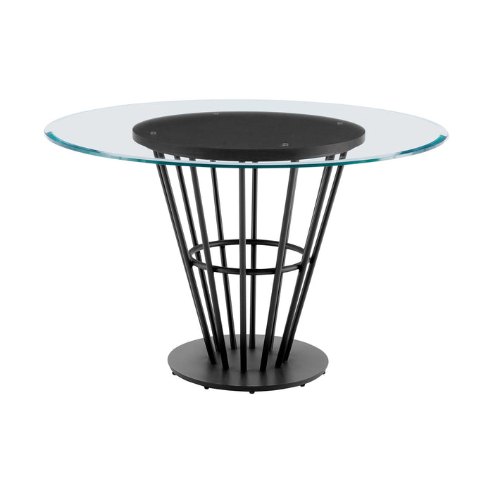 Veronica Shannon -Round Glass Dining Table Set - Matte Black Legs