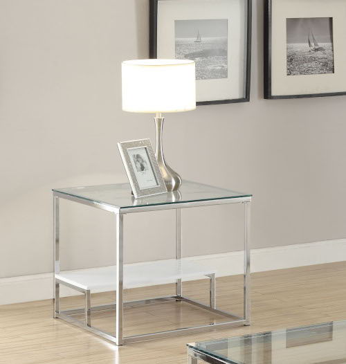 Ruben - End Table - Chrome & Clear Glass Sacramento Furniture Store Furniture store in Sacramento