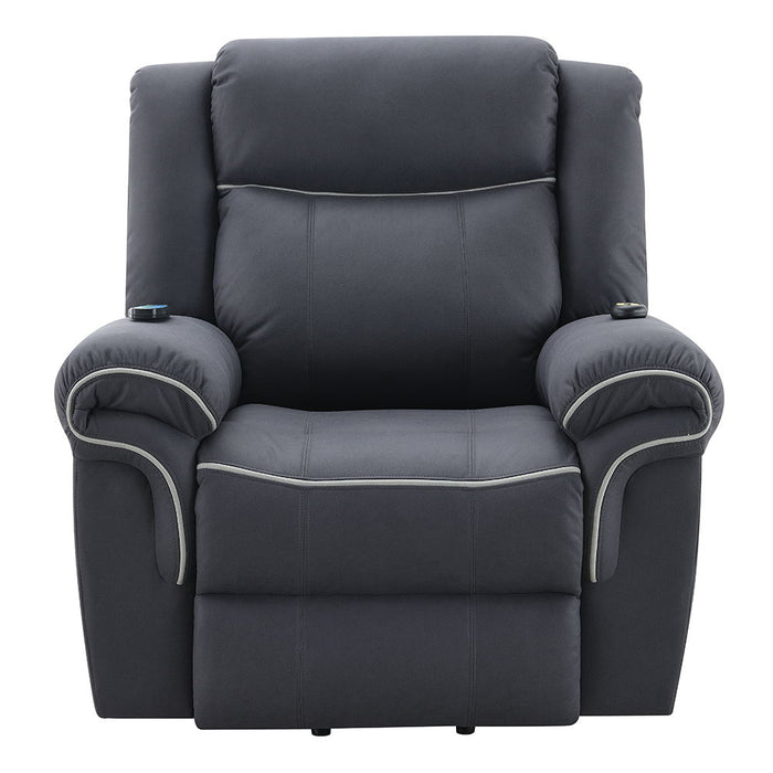 Domana - Power Recliner With Lift & Heating & Massage - Dark Blue Fabric