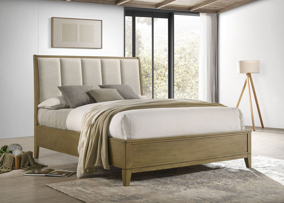 Granada - Upholstered California King Panel Bed - Natural Pine