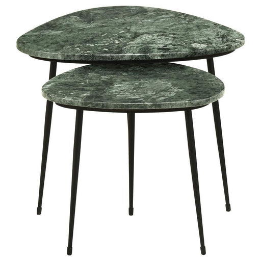 Tobias - 2 Piece Triangular Marble Top Nesting Table - Green And Black Sacramento Furniture Store Furniture store in Sacramento