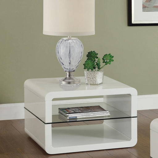 Elana - Square 2-Shelf End Table - Glossy White Sacramento Furniture Store Furniture store in Sacramento