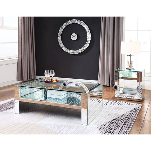 Nysa - Coffee Table - Mirrored & Faux Crystals - 19" Sacramento Furniture Store Furniture store in Sacramento