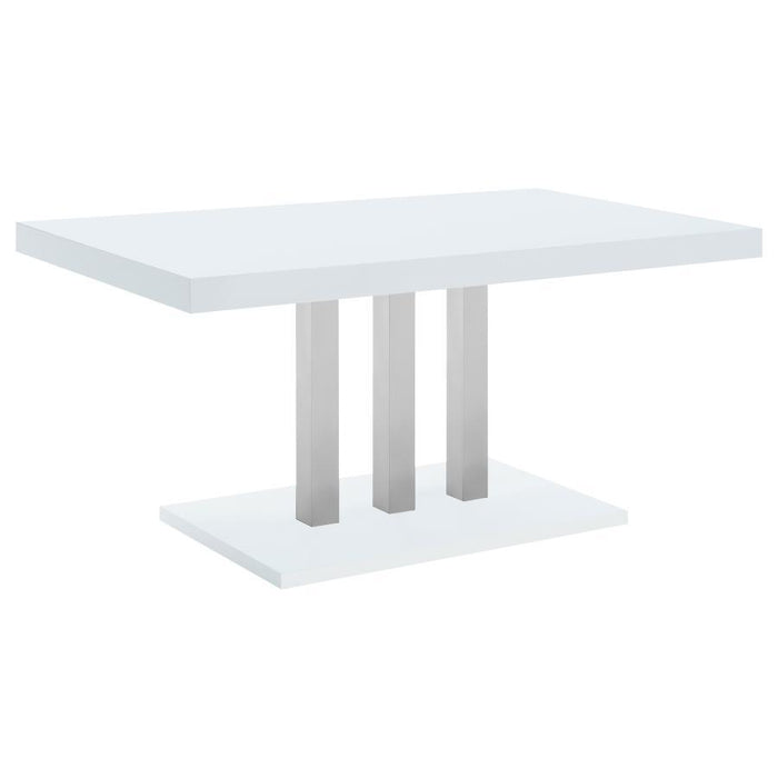 Brooklyn - Rectangular Dining Table - White High Gloss And Chrome Sacramento Furniture Store Furniture store in Sacramento