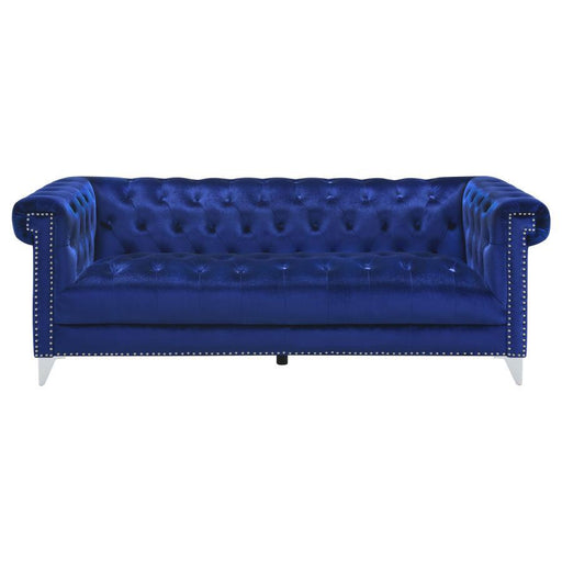 Bleker - Tufted Tuxedo Arm Sofa - Blue Sacramento Furniture Store Furniture store in Sacramento