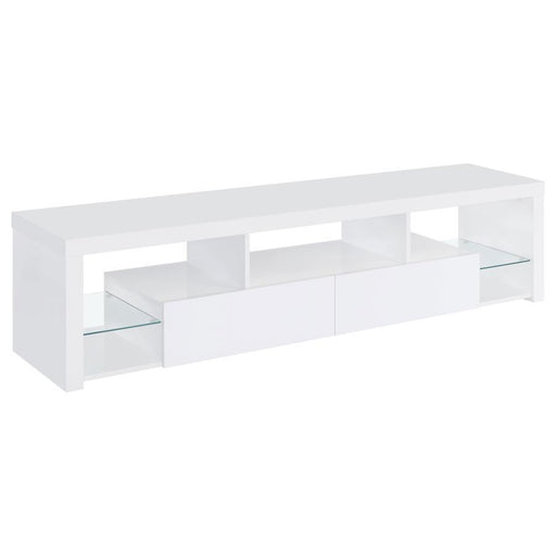 Jude - 2-Drawer 71" TV Stand With Shelving - White High Gloss Sacramento Furniture Store Furniture store in Sacramento