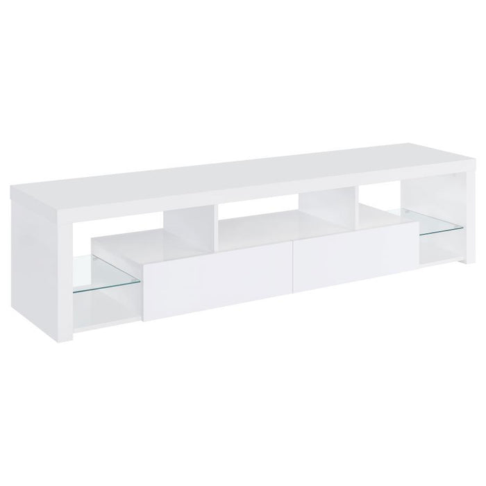 Jude - 2-Drawer 71" TV Stand With Shelving - White High Gloss Sacramento Furniture Store Furniture store in Sacramento
