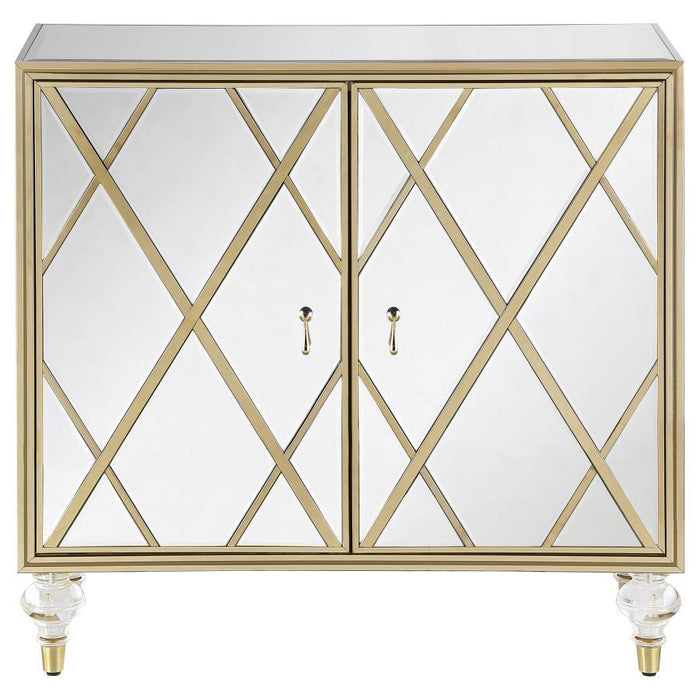 Astilbe - 2-Door Accent Cabinet - Mirror And Champagne Sacramento Furniture Store Furniture store in Sacramento