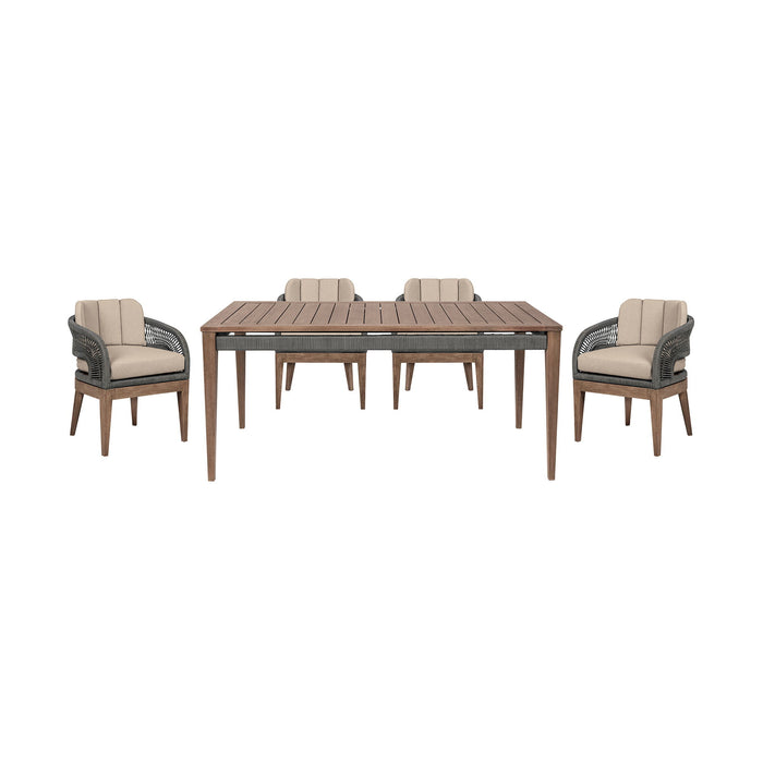 Orbit - Outdoor Patio 5 Piece Dining Set - Weathered Eucalyptus / Taupe