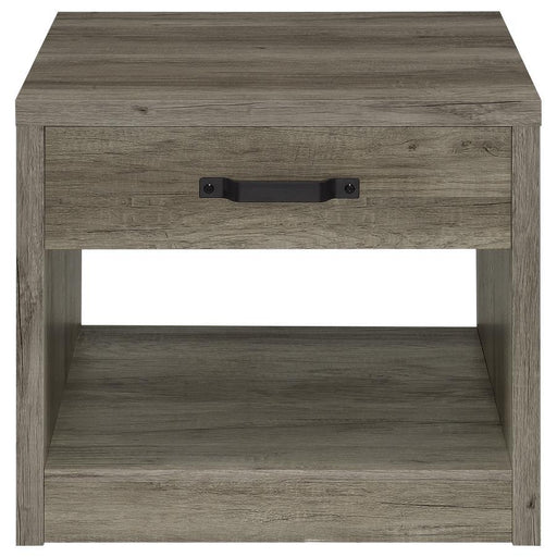 Felix - 1-Drawer Square Engineered Wood End Table - Gray Driftwood Sacramento Furniture Store Furniture store in Sacramento