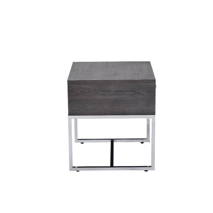 Iban - End Table - Gray Oak & Chrome Sacramento Furniture Store Furniture store in Sacramento