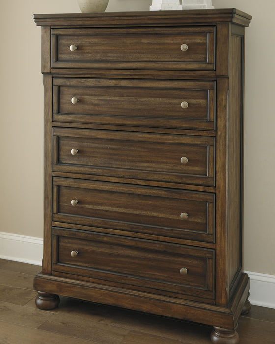 Flynnter - Medium Brown - Five Drawer Chest Sacramento Furniture Store Furniture store in Sacramento