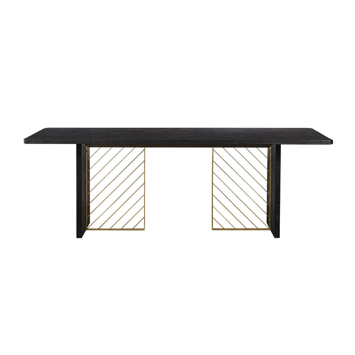 Monaco - Dining Table With Antique Brass Accent - Black