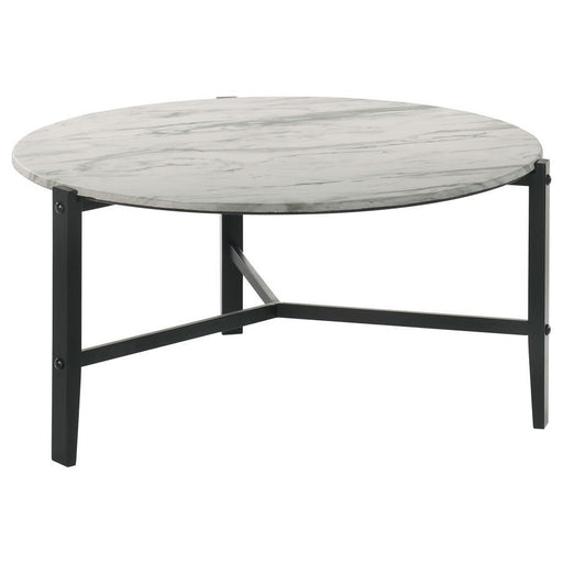 Tandi - Round Coffee Table Faux Marble - White And Black Sacramento Furniture Store Furniture store in Sacramento