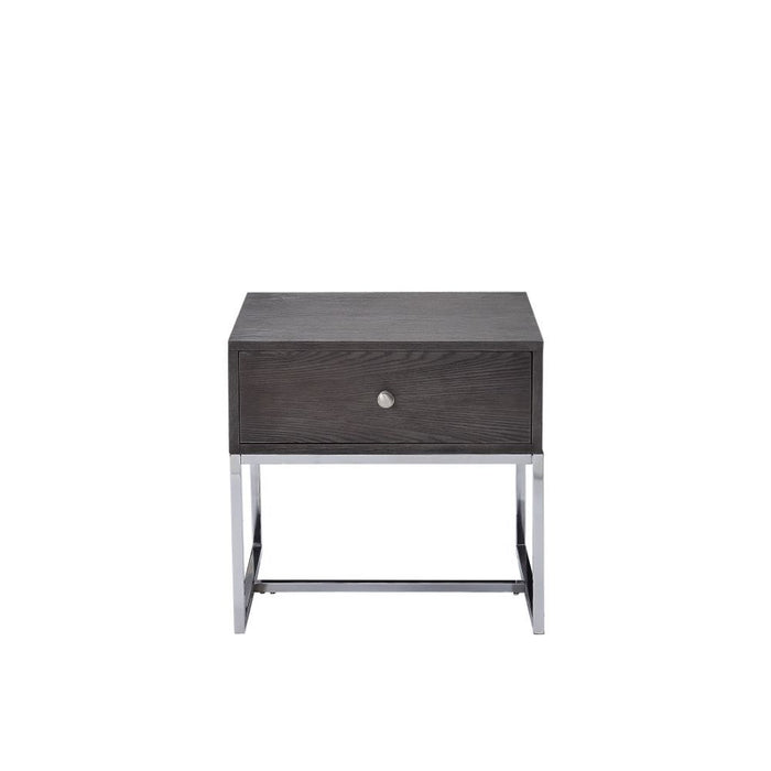 Iban - End Table - Gray Oak & Chrome Sacramento Furniture Store Furniture store in Sacramento