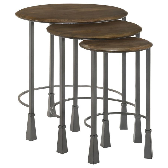 Deja - 3 Piece Round Nesting Table - Natural And Gunmetal Sacramento Furniture Store Furniture store in Sacramento